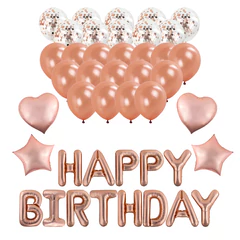 Шары воздушные НАБОР ДЛЯ ДЕКОРА &laquo;Happy Birthday&raquo;, 43 шара, розовое золото, BRAUBERG KIDS, 591899