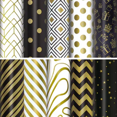Бумага упаковочная подарочная мелованная &laquo;Golden pattern&raquo;, 70&times;100 см, 10 дизайнов ассорти, ЗОЛОТАЯ СКАЗКА, 591912