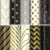 Бумага упаковочная подарочная мелованная "Golden pattern", 70x100 см, 10 дизайнов ассорти, ЗОЛОТАЯ СКАЗКА, 591912