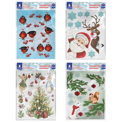 Наклейка для окон (1 штука) двусторонняя МНОГОРАЗОВАЯ 30&times;38 см, &laquo;Ассорти № 1&raquo;, ЗОЛОТАЯ СКАЗКА, 591921