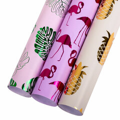 Бумага упаковочная подарочная С ЭФФЕКТАМИ НАБОР 3 шт., &laquo;Colorful Tropics&raquo;, 70&times;100 см, ЗОЛОТАЯ СКАЗКА, 591945