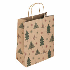 Пакет подарочный КОМПЛЕКТ 10 штук, новогодний, 26&times;13&times;32 см, &laquo;Kraft Xmas Tree&raquo;, ЗОЛОТАЯ СКАЗКА, 591959