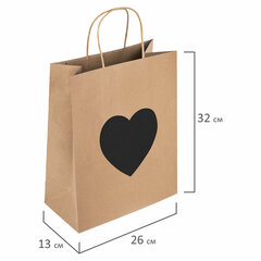 Пакет подарочный КОМПЛЕКТ 7 шт., 26&times;13&times;32 см, скретч-слой + стилус, &laquo;Heart on Kraft&raquo;, ЗОЛОТАЯ СКАЗКА, 591971