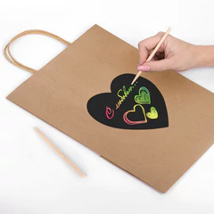 Пакет подарочный КОМПЛЕКТ 7 шт., 26&times;13&times;32 см, скретч-слой + стилус, &laquo;Heart on Kraft&raquo;, ЗОЛОТАЯ СКАЗКА, 591971