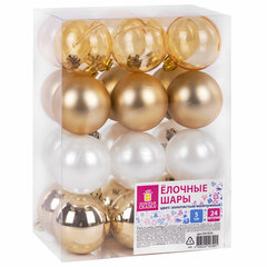Шары ёлочные 24 шт., 5 см, &laquo;Eden Colors&raquo;, пластик, цвет: золотистый/<wbr/>жемчужный, ЗОЛОТАЯ СКАЗКА, 591976