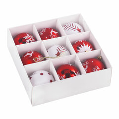 Шары ёлочные 9 шт., 8 см, &laquo;Русская Зима&raquo;, пластик, цвет: красный/<wbr/>белый, ЗОЛОТАЯ СКАЗКА, 591986