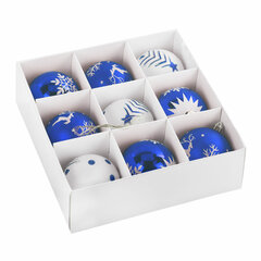 Шары ёлочные 9 шт., 8 см, &laquo;Русская Зима&raquo;, пластик, цвет: синий/<wbr/>белый, ЗОЛОТАЯ СКАЗКА, 591987