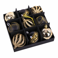 Шары ёлочные 9 шт, 6 см, &laquo;Royalty&raquo;, пластик, цвет: черный/<wbr/>золотистый, ЗОЛОТАЯ СКАЗКА, 591989