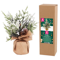 Ель новогодняя искусственная настольная 34 см с шишками, литой ПЭТ, ЗОЛОТАЯ СКАЗКА, 592012