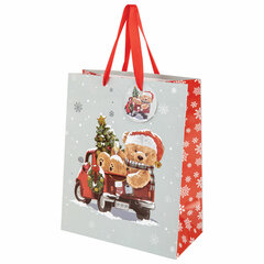 Пакет подарочный КОМПЛЕКТ 4 штуки новогодний 26&times;13&times;32 см, &laquo;Новогодний мишка&raquo;, ЗОЛОТАЯ СКАЗКА, 592121