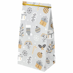 Пакет подарочный КОМПЛЕКТ 10 штук новогодний 12&times;8&times;25 см с зажимами, &laquo;Паттерн № 1&raquo;, ЗОЛОТАЯ СКАЗКА, 592122