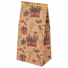 Пакет подарочный КОМПЛЕКТ 10 штук новогодний 12&times;8&times;25 см с зажимами, &laquo;Паттерн № 2&raquo;, ЗОЛОТАЯ СКАЗКА, 592123