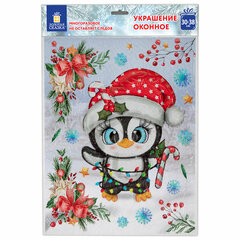 Наклейка для окон двусторонняя, МНОГОРАЗОВАЯ, 30&times;38 см, &laquo;Пингвин&raquo;, ЗОЛОТАЯ СКАЗКА, 592136