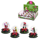 Сувенир снежный шар ДРУЗЬЯ ДЕДА МОРОЗА, диаметр 45 мм, полистоун/стекло, 4 дизайна ассорти, ЗОЛОТАЯ СКАЗКА, 592138