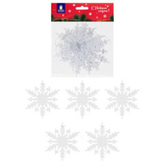 Украшение ёлочное &laquo;Снежинки акриловые&raquo;, 5 шт., 15 см, пакет с европодвесом, ЗОЛОТАЯ СКАЗКА, 59214