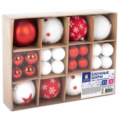 Шары ёлочные НАБОР 40 шт., 8 см/<wbr/>4 см, &laquo;Red&White&raquo;, красные/<wbr/>белые, пластик, ЗОЛОТАЯ СКАЗКА, 592167