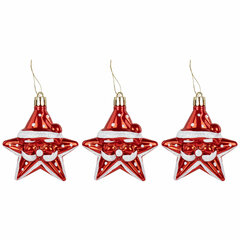 Шары ёлочные 3шт, 8,5см &laquo;Звезды с усами&raquo;, красный/<wbr/>белый, пластик, ЗОЛОТАЯ СКАЗКА, 592172