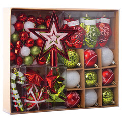 Шары новогодние ёлочные &laquo;Red&Lime&raquo;, НАБОР 67 предметов, красный/<wbr/>зелёный, пластик, ЗОЛОТАЯ СКАЗКА, 592184