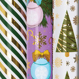 Бумага упаковочная новогодняя НАБОР 3 шт. "NY Pattern", С ЭФФЕКТАМИ, 70х100 см, ЗОЛОТАЯ СКАЗКА, 592187