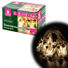 Электрогирлянда-нить комнатная 3 м, 20 LED, с насадками, вид: &laquo;Бутылочки&raquo;, тёплый белый, USB, ЗОЛОТАЯ СКАЗКА, 592203