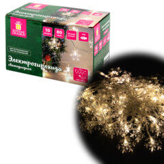 Электрогирлянда-нить комнатная &laquo;Снежинки&raquo; 10 м, 80 LED, теплый белый, USB, ЗОЛОТАЯ СКАЗКА, 592204