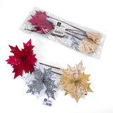 Украшение елочное 1 шт., "Цветок", диаметр 22 см, длина 20 см, ассорти 3 дизайна, ЗОЛОТАЯ СКАЗКА, 592420