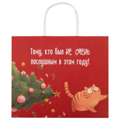 Пакет подарочный (1 штука), новогодний, 28&times;14&times;24 см, с изображением КОТИКОВ, крафт, ассорти, ЗОЛОТАЯ СКАЗКА, 592433