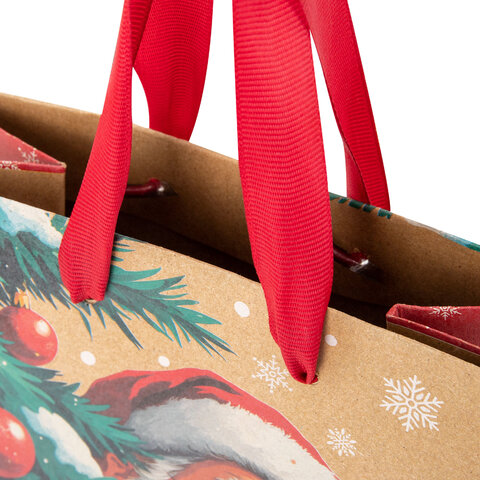 Пакет подарочный (1 шт.) новогодний, 18х10х23 см, "Зимнее волшебство", крафт, ассорти, ЗОЛОТАЯ СКАЗКА, 592435 - фото 7