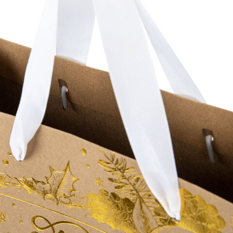 Пакет подарочный (1 шт.) новогодний, 27х11х20 см, "Shiny Kraft", фольга, ассорти, ЗОЛОТАЯ СКАЗКА, 592437 - фото 5