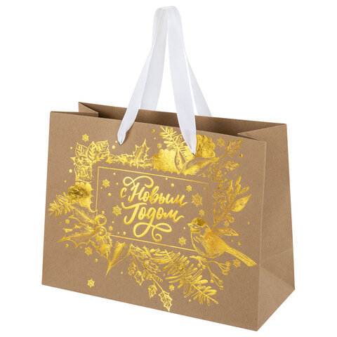 Пакет подарочный (1 шт.) новогодний, 27х11х20 см, "Shiny Kraft", фольга, ассорти, ЗОЛОТАЯ СКАЗКА, 592437 - фото 8