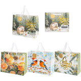 Пакет подарочный (1 шт.) новогодний 26х13х32 см "Акварельная зима" фольга, ассорти, ЗОЛОТАЯ СКАЗКА, 592447