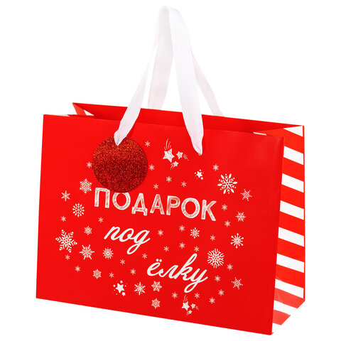 Пакет подарочный (1 шт.) новогодний, 27х11х20 см, "Новогодний подарок", ламинация, ассорти, ЗОЛОТАЯ СКАЗКА, 592449 - фото 9