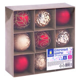 Шары елочные 9 шт., 6 см, "Red&Gold", пластик, золото/красный, ЗОЛОТАЯ СКАЗКА, 592451