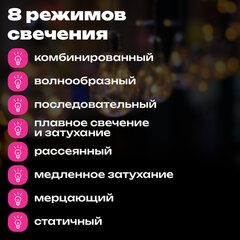 Электрогирлянда-нить комнатная 3 м, 100 LED, с насадками, вид: "Лампочки", мультицветная, ЗОЛОТАЯ СКАЗКА, 592473
