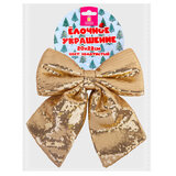 Украшение ёлочное 20х22 см, "Бант с пайетками", полиэстер, золото, ЗОЛОТАЯ СКАЗКА, 592479