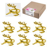 Кольца для салфеток новогодние, КОМПЛЕКТ 6 шт., 5,5 см, "Олени", золотистые, ЗОЛОТАЯ СКАЗКА, 592487