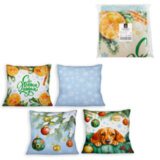 Чехол на подушку новогодний (1 шт.) 45х45 см, "X-mas Magic", полиэстер, ассорти 4 дизайна, ЗОЛОТАЯ СКАЗКА, 592529