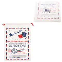 Подарочный мешок Деда Мороза (1 шт.), новогодний, 40&times;60 см, полиэстер, хлопок, ЗОЛОТАЯ СКАЗКА, 592538
