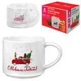 Кружка новогодняя 420 мл "Машинка", 10х9 см, каменная керамика, ЗОЛОТАЯ СКАЗКА, 592545