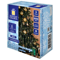 Электрогирлянда-конский хвост уличная, 3 м, 600 LED, тёплый белый, 220 V, контроллер, ЗОЛОТАЯ СКАЗКА, 592553