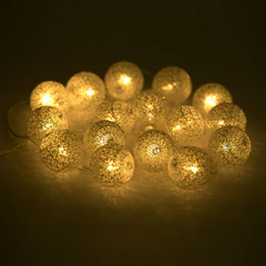 Электрогирлянда-нить комнатная 1,8 м, 16 LED, с насадками, вид: &laquo;Шарики&raquo;, бронза, тёплый белый, на батарейках, ЗОЛОТАЯ СКАЗКА, 592558