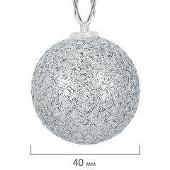 Электрогирлянда-нить комнатная 1,8 м, 16 LED, с насадками, вид: &laquo;Шарики&raquo;, серебро, тёплый белый, на батарейках, ЗОЛОТАЯ СКАЗКА, 592559