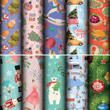 Бумага упаковочная новогодняя "Сказочный подарок", 70х100 см, 10 дизайнов ассорти, ЗОЛОТАЯ СКАЗКА, 592562