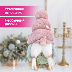 Украшение новогоднее интерьерное, 18 см, дизайн "Усатый гномик", полиэстер, пенопласт, ЗОЛОТАЯ СКАЗКА, 592569