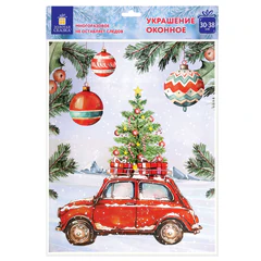 Наклейка для окон двусторонняя, 30&times;38 см, с изображением МАШИНКИ, глиттер, серебро, ЗОЛОТАЯ СКАЗКА, 592578
