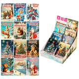 Открытка новогодняя (1 шт.), 7х10 см, "Ретро", картон, ассорти 12 дизайнов, ЗОЛОТАЯ СКАЗКА, 592582