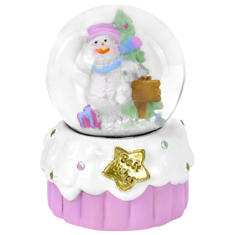 Снежный шар "Sweet Xmas" диаметр 45 мм, полистоун/стекло, 4 дизайна ассорти, ЗОЛОТАЯ СКАЗКА, 592596