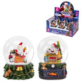 Снежный шар с LED-подсветкой "Дед Мороз" диаметр 80 мм, полистоун/стекло, ассорти 2 дизайна, ЗОЛОТАЯ СКАЗКА, 592599