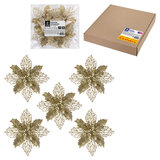 Украшение ёлочное КОМПЛЕКТ 5 шт. "Цветок с клипсой", диаметр 15 см, ПВХ, золото, ЗОЛОТАЯ СКАЗКА, 592603