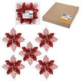Украшение ёлочное КОМПЛЕКТ 5 шт. "Цветок с клипсой", диаметр 15 см, ПВХ, красный, ЗОЛОТАЯ СКАЗКА, 592605